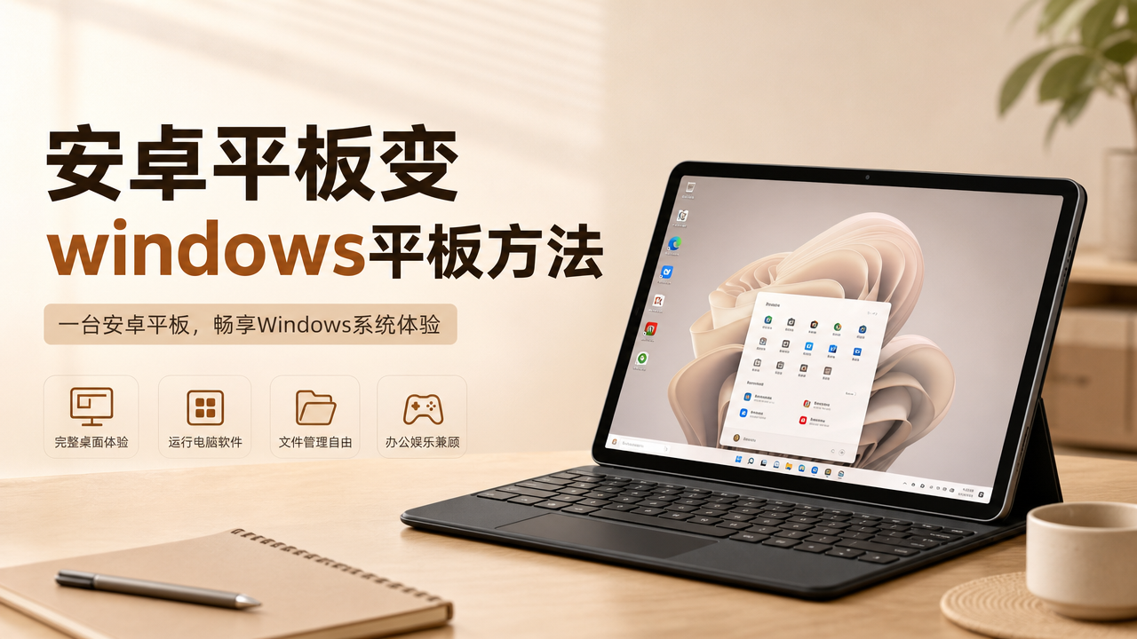 安卓平板变windows平板方法 安卓平板变身电脑教程_封面图