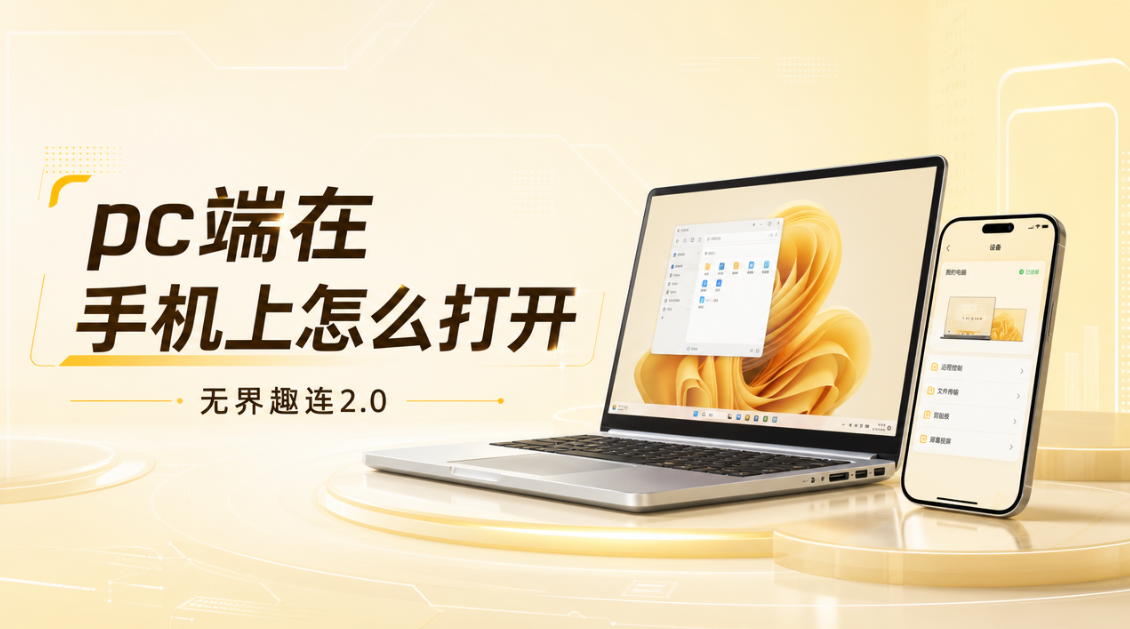 pc端在手机上怎么打开 手机控制电脑推荐用无界趣连2.0_封面图