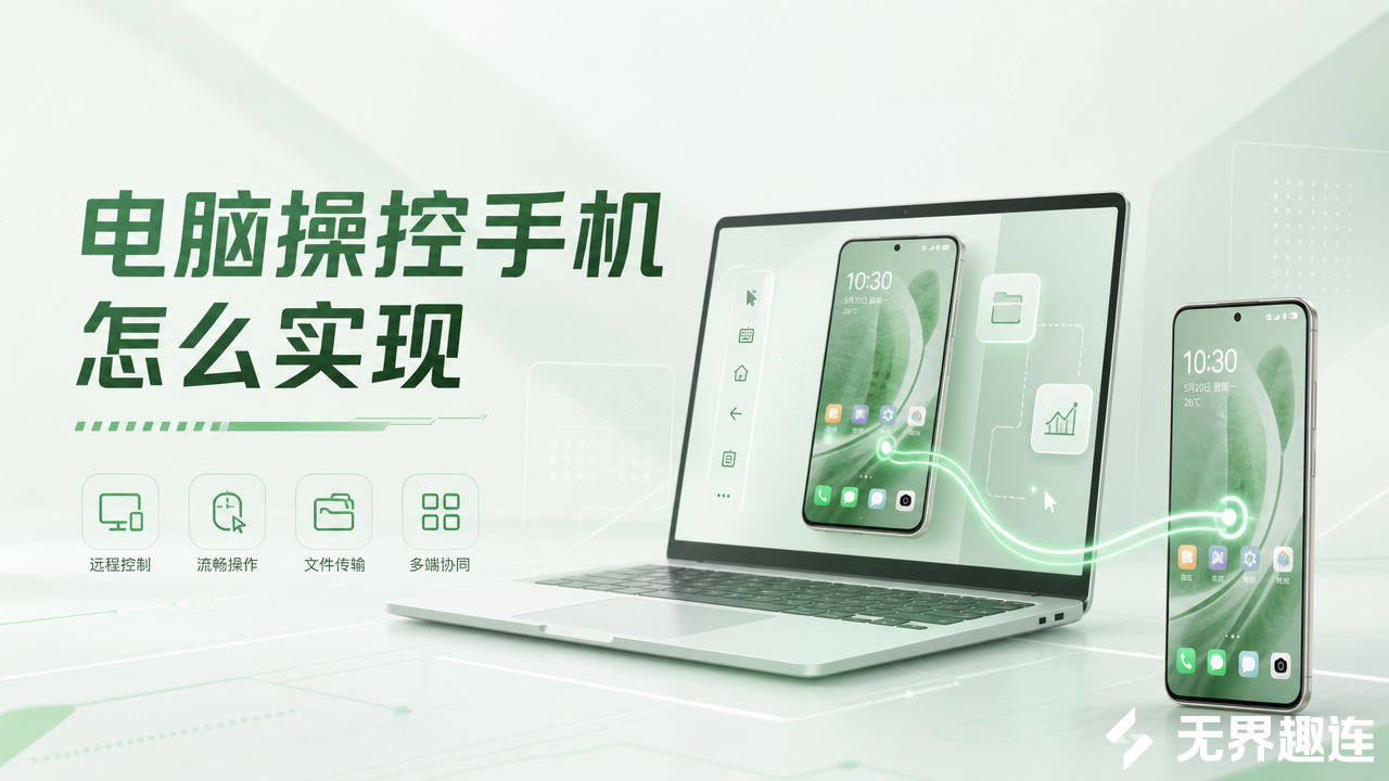 电脑操控手机怎么实现 电脑远程控制手机推荐无界趣连2.0_封面图